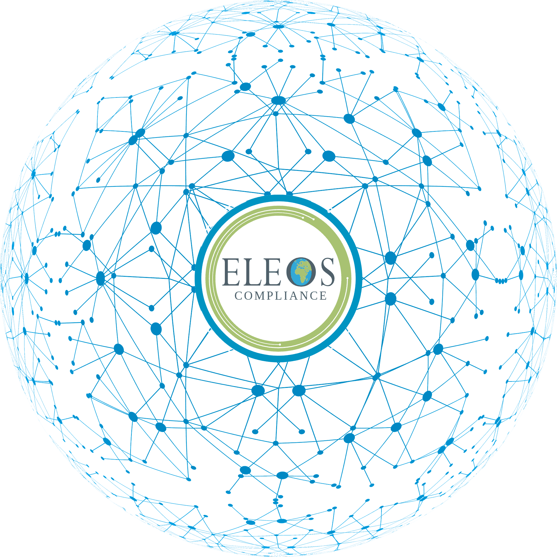 Eleos Compliance global network represented by a connected globe graphic