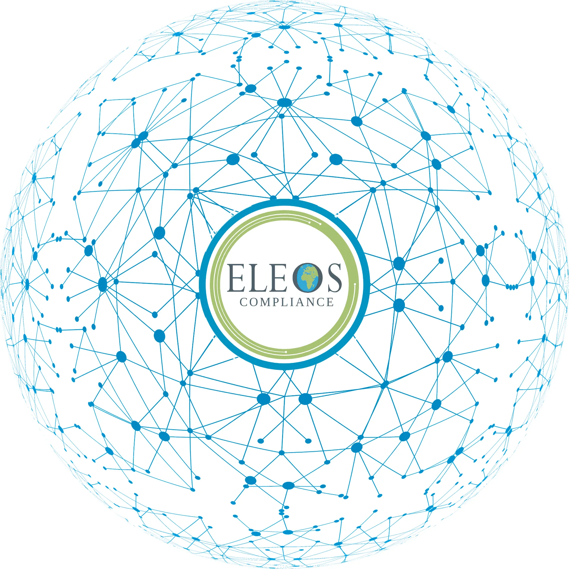 Eleos Compliance global network represented by a connected globe graphic